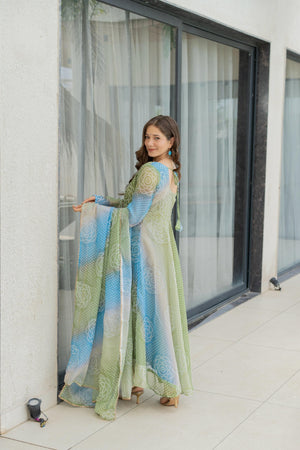 Ethnic Gown Set with Micro Cotton Inner –BACKVIEW