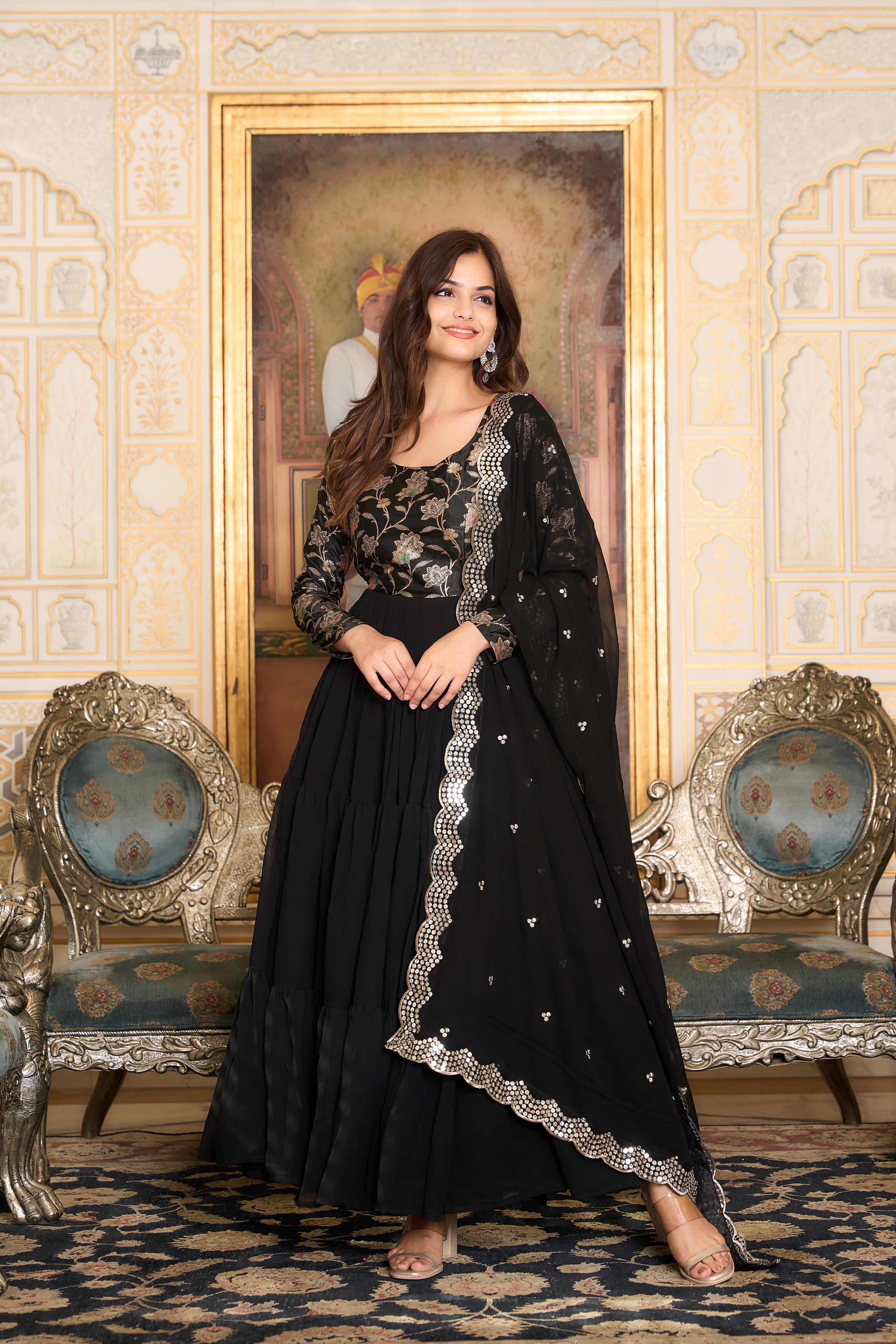 gown with dupatta