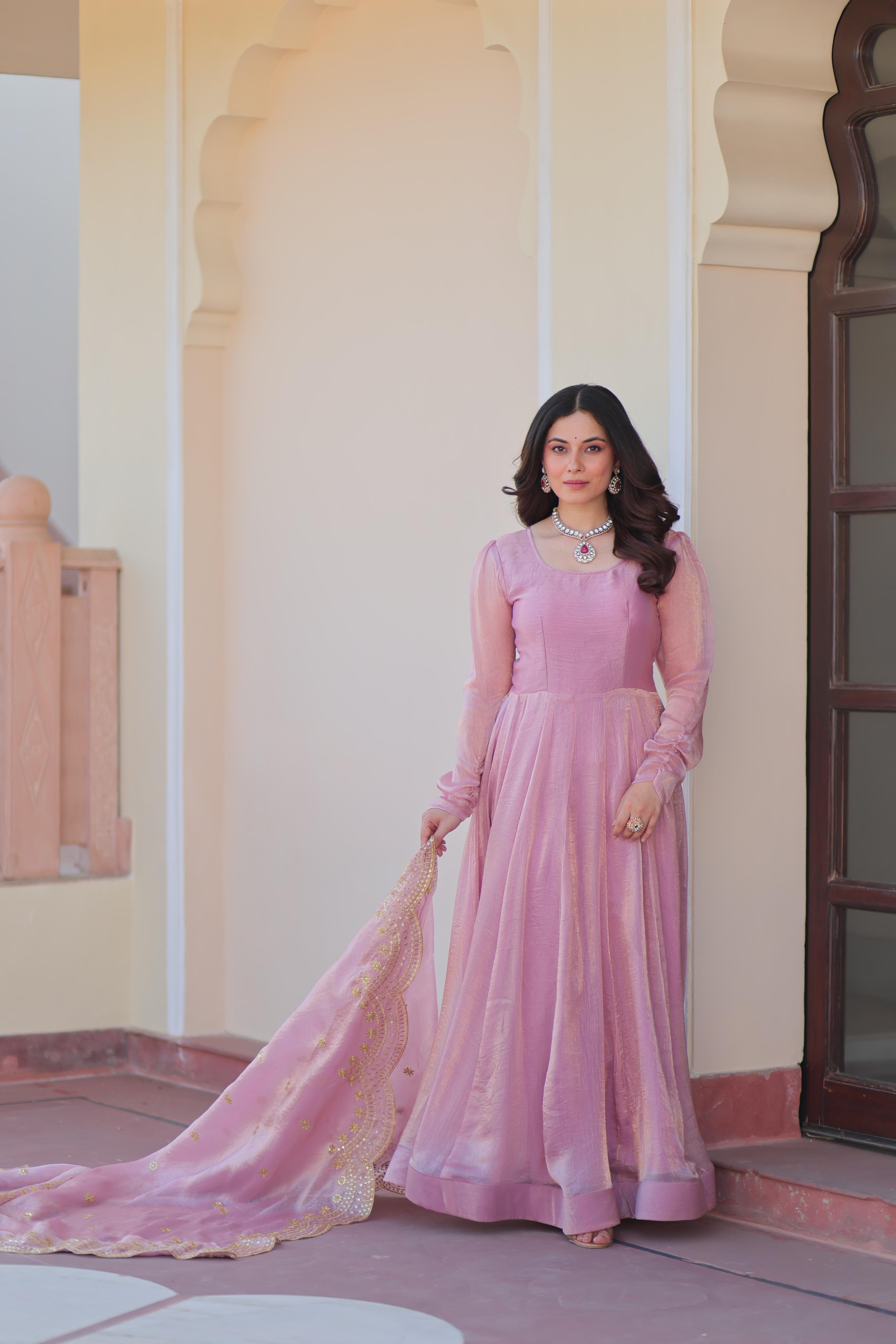chiffon gown with dupatta