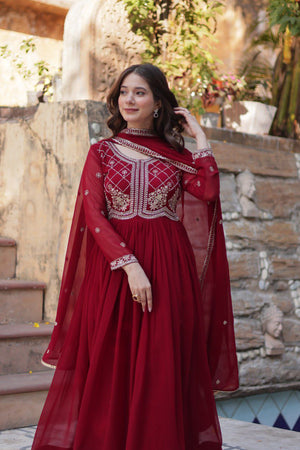 Long flair gown with dupatta