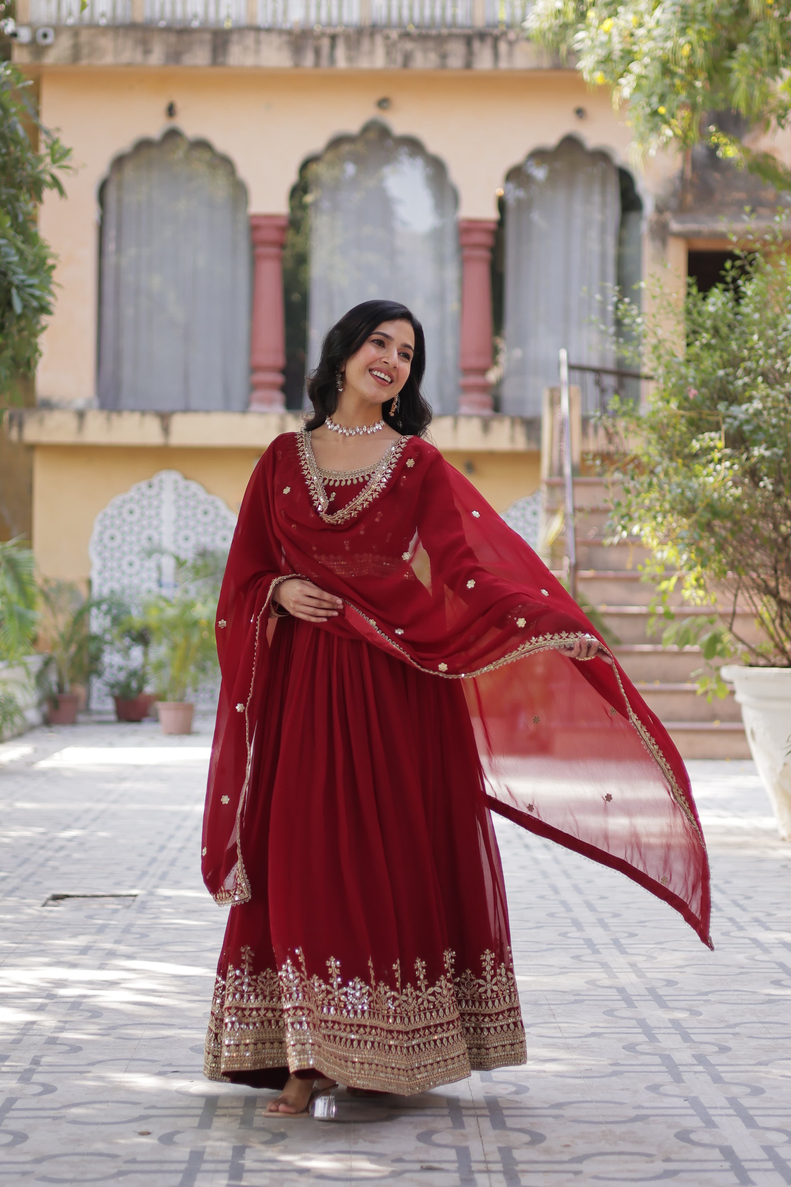 sequin gown with dupatta