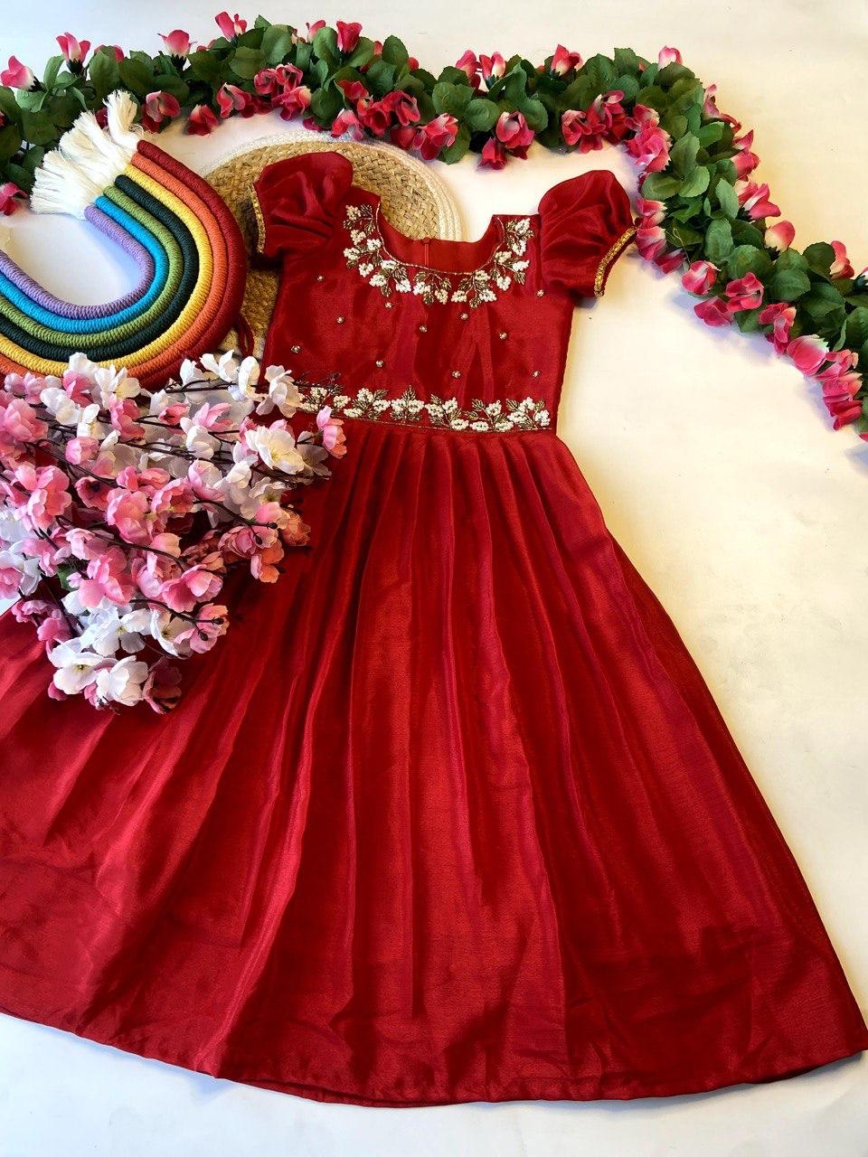 Exclusive Chinnon Kids Gown with Handwork Top