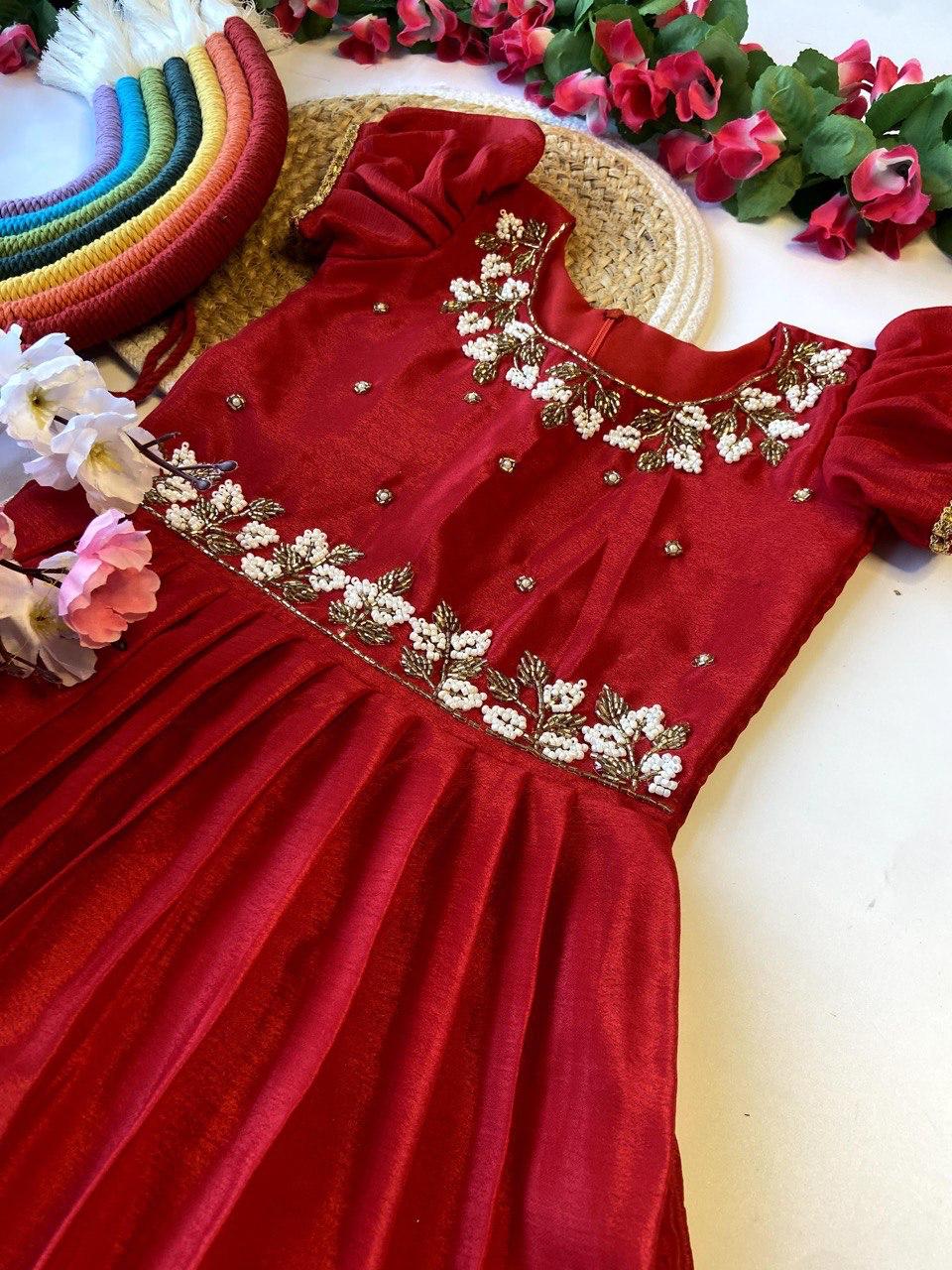 Exclusive Chinnon Kids Gown with Handwork Top