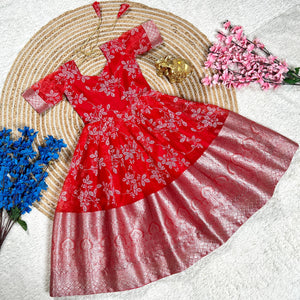 Viscose Kids Gown vastralyn red