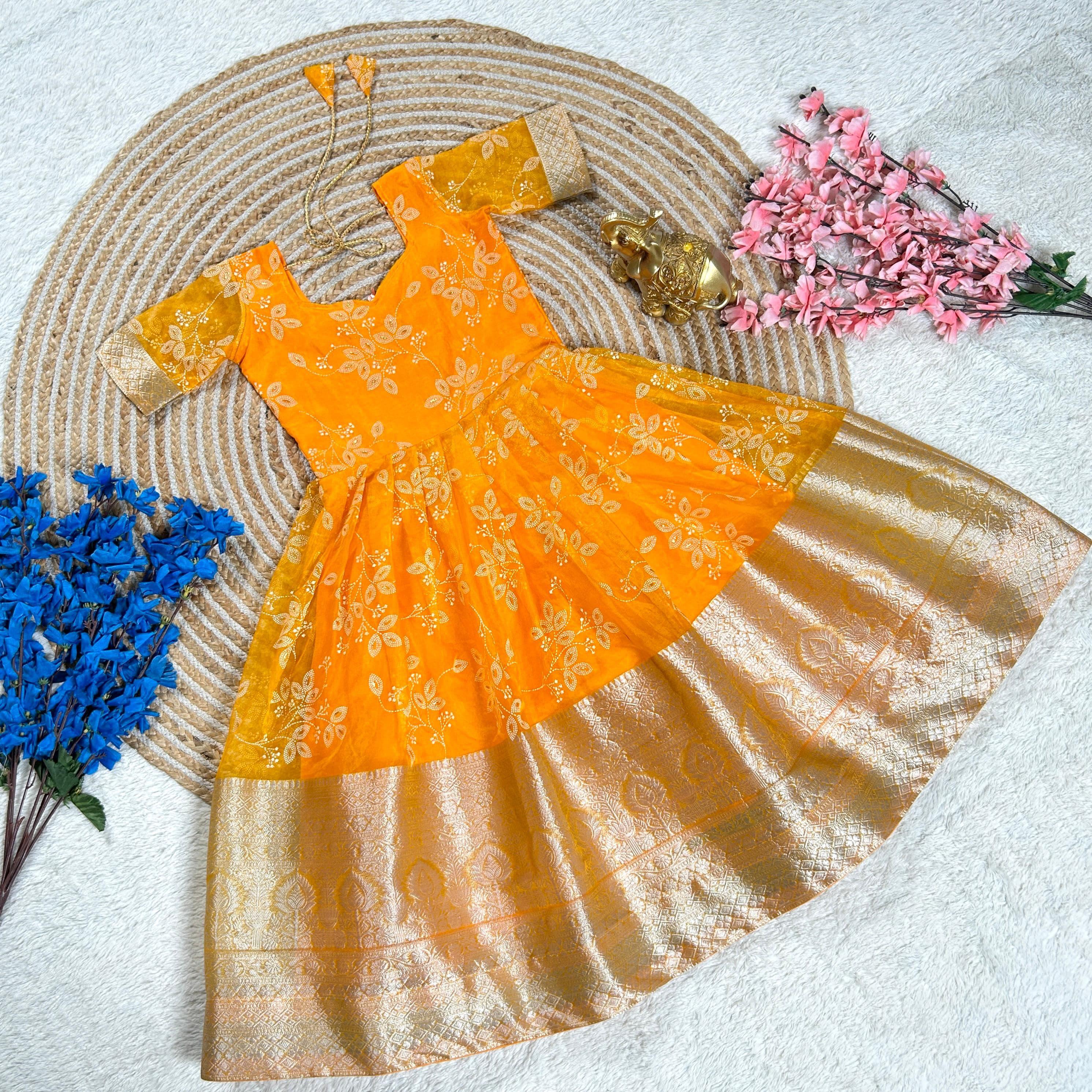 Viscose Kids Gown vastralyn yellow