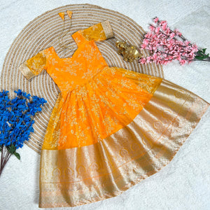 Viscose Kids Gown vastralyn yellow