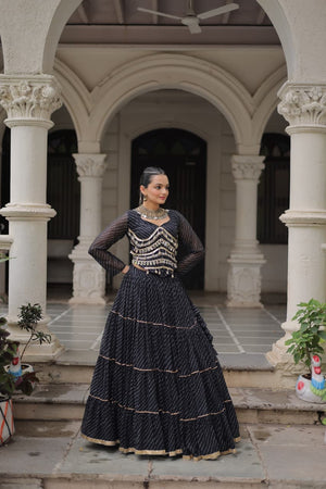 Black Leheriya Print Lehenga Choli