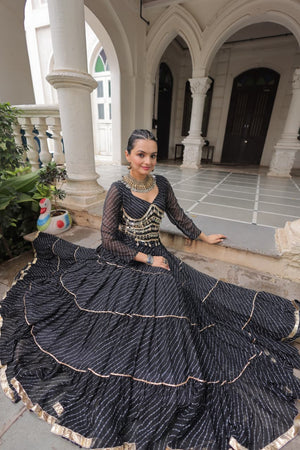 Black Gota Patti Work Lehenga Choli