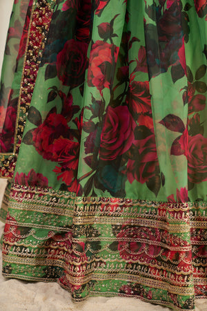 Detailed blouse embroidery with zari, sequins, and dori