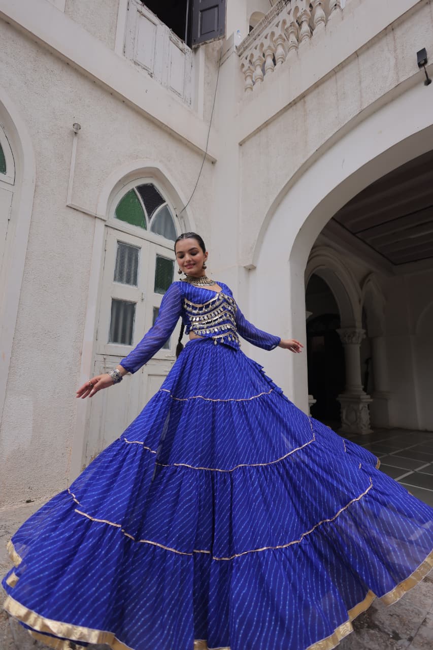 Navratri Blue Leheriya Outfit