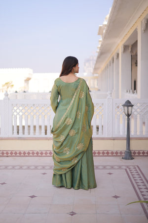 Zari sequin festive kurti sharara with dupatta
