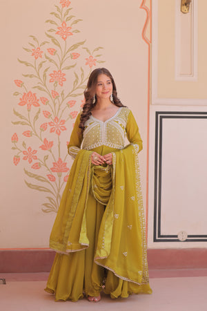 mehendi green party wear gown India