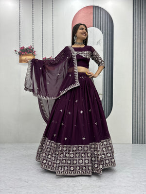 Fox georgette embroidered lehenga choli with dupatta