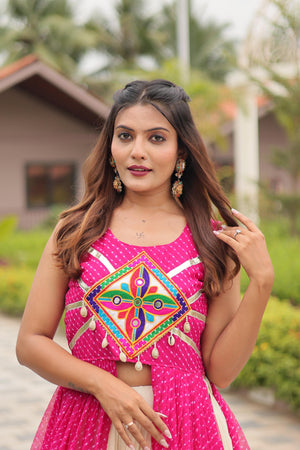 closeview Pink Heavy Gamthi Work Lehenga Set for Women