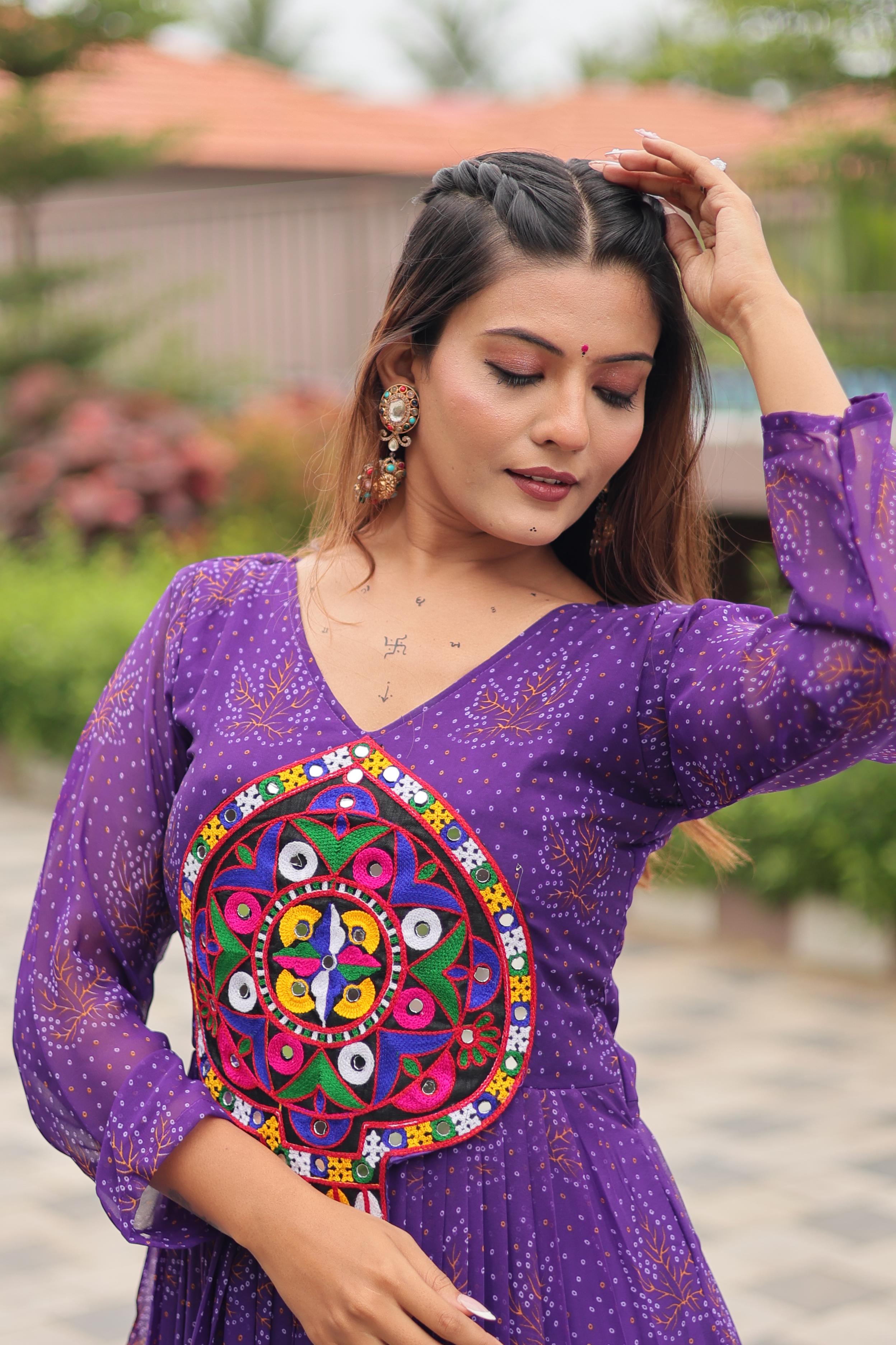 Gamathi Work Real Mirror Faux Georgette Anarkali Gown Set π