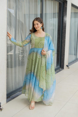 Wedding Special Floral Organza Gown with Pant