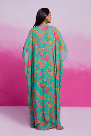 turquoise floral coord set