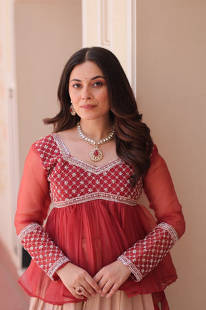 Gajri lehenga set front view