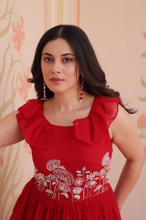 Sleeveless Indian gown with cotton lining