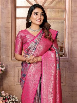 Wedding-ready Banarasi silk saree with zari weaving