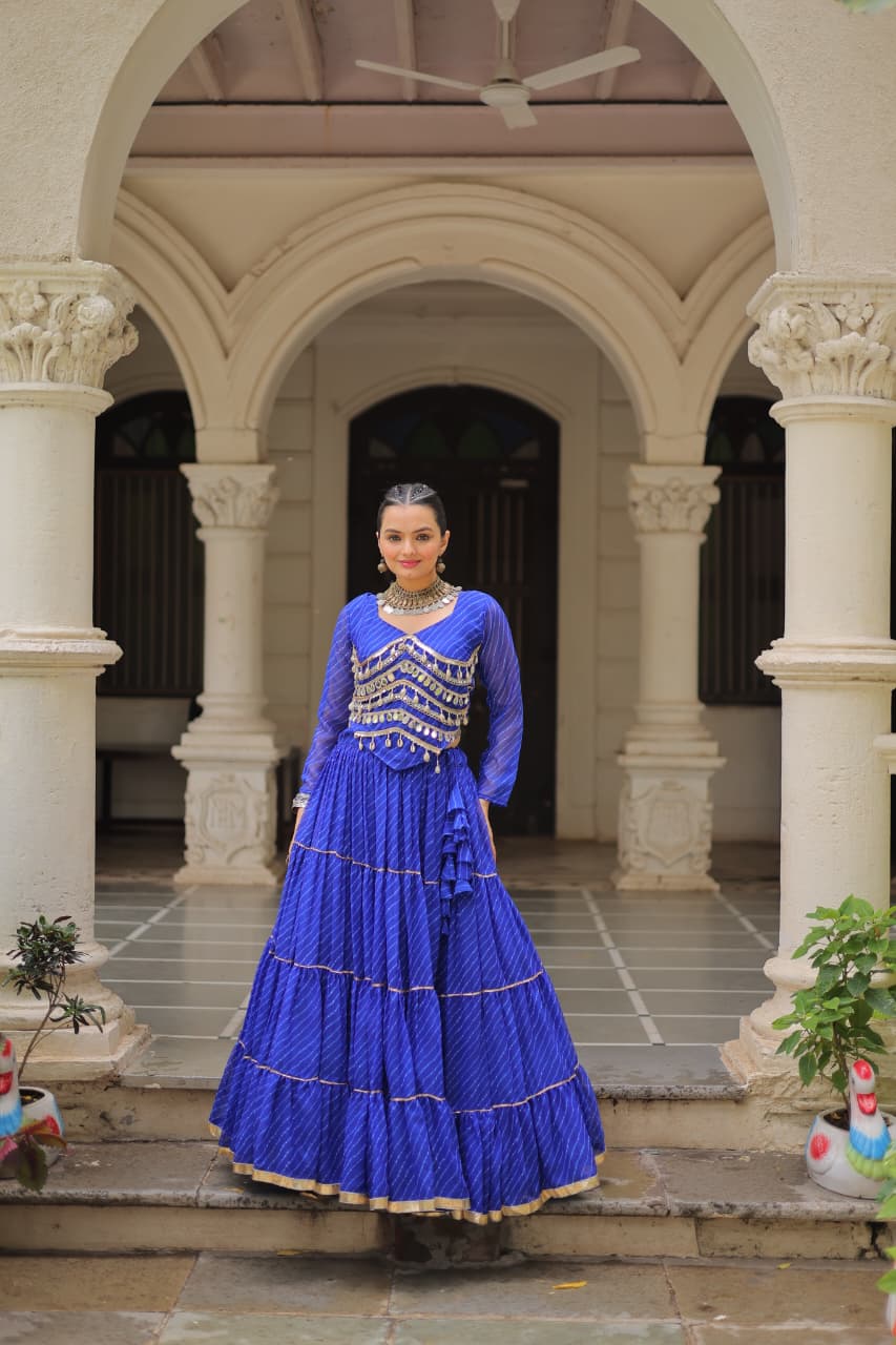 Traditional Blue Leheriya Lehenga