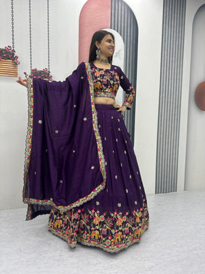 Embroidery thread work lehenga choli set