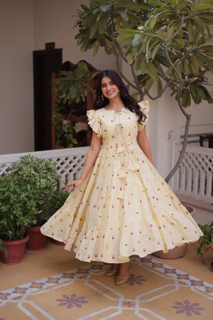 festive cotton kurti with embroidery work