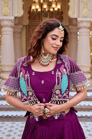 Wedding lehenga with koti jacket style