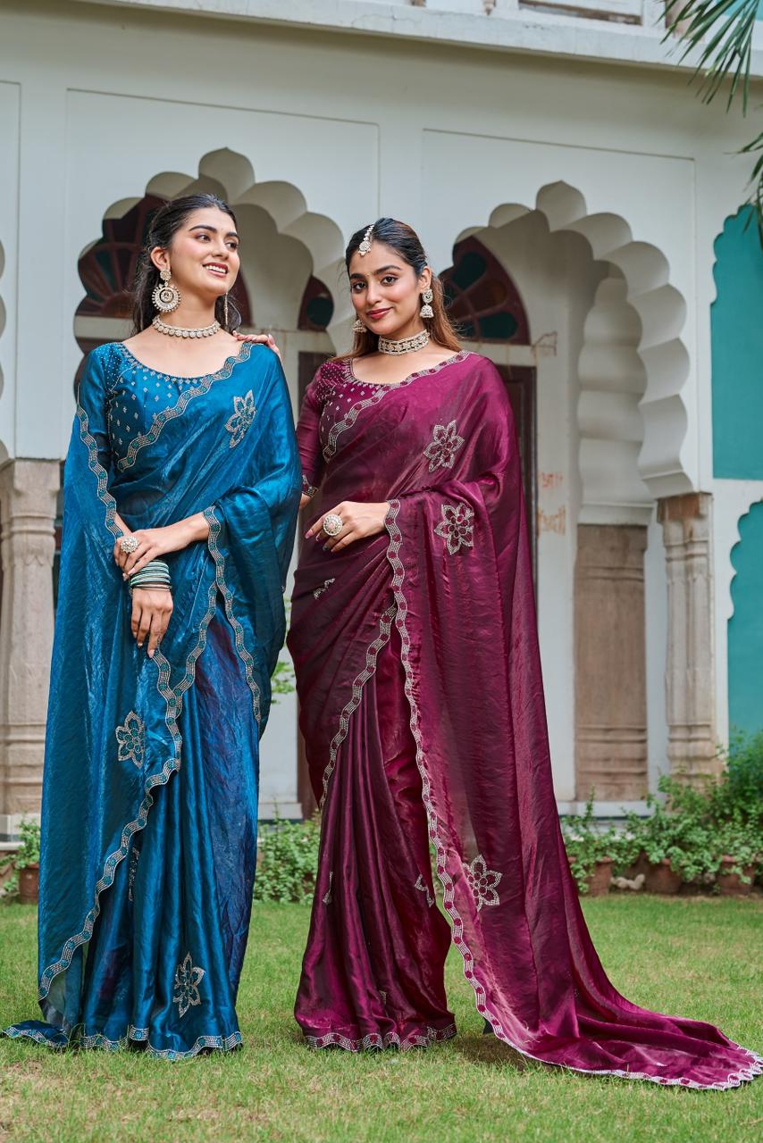 Designer border detailing in silk saree