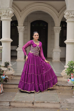 Purple Leheriya Print Lehenga Choli