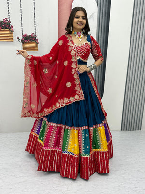 "RED Fox georgette dupatta with heavy embroidery"