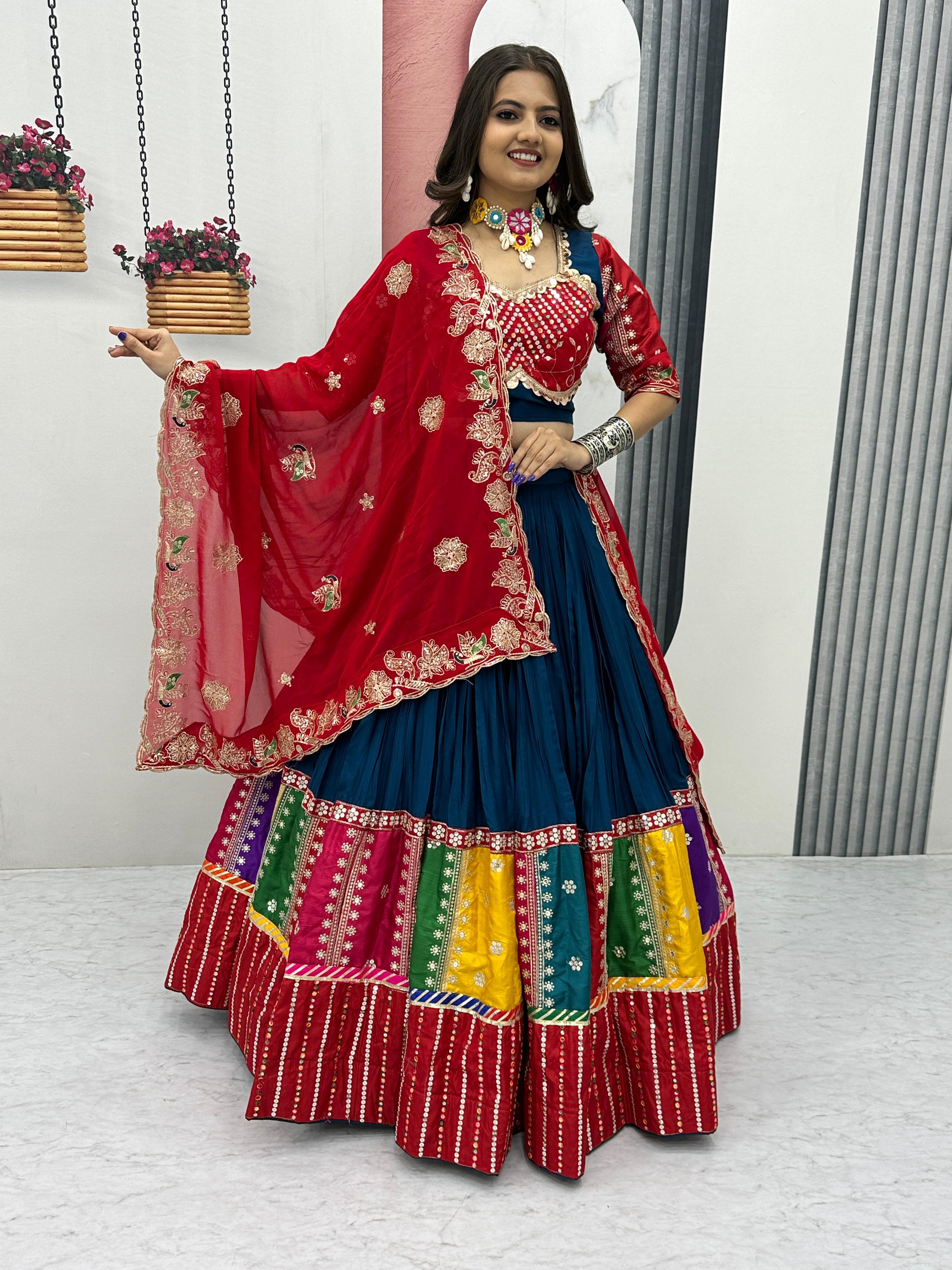 "RED Fox georgette dupatta with heavy embroidery"