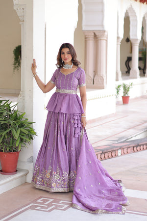 Lavender gold crush embroidered lehenga choli