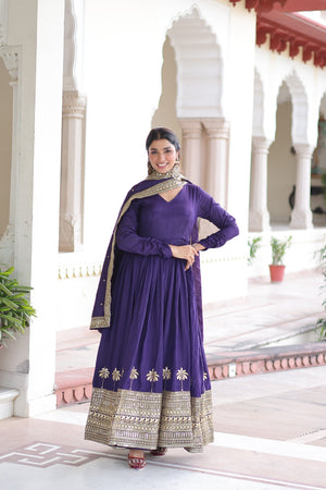 Wedding wear vichitra silk long gown
