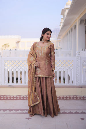 Designer Fendi crush kurti with sharara