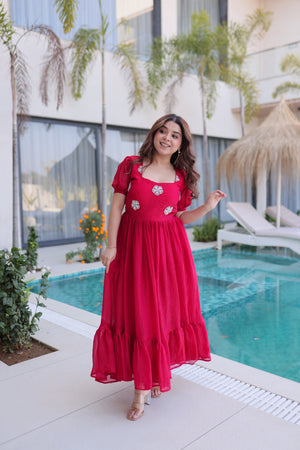 Party wear Fendi silk gown with square neck