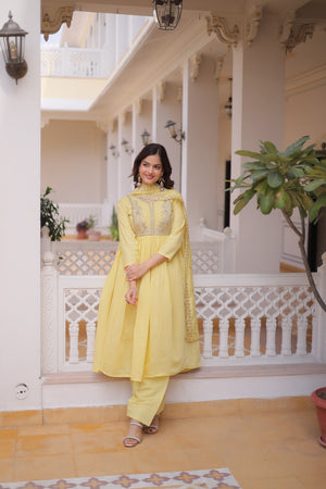 Designer gown set with dupatta and bottom for women party wear