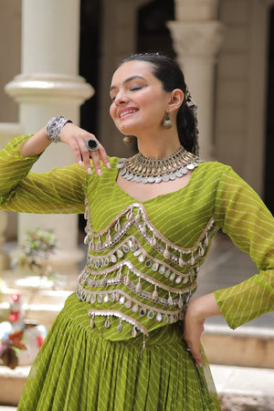 Navratri Special Green Lehenga Outfit