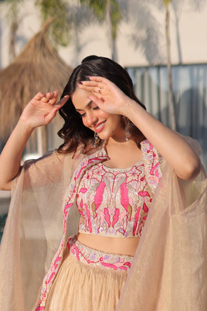 Designer lehenga choli with beads embroidery for wedding