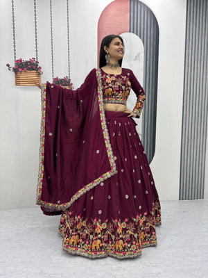 Wedding wear chinon lehenga choli for women