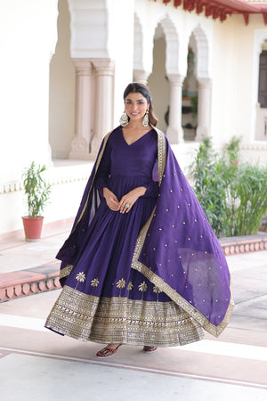 Designer gown with dupatta set