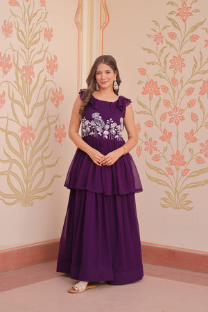 Stylish party wear gown with embroider