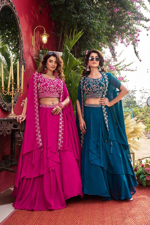 shrug style dupatta lehenga choli
