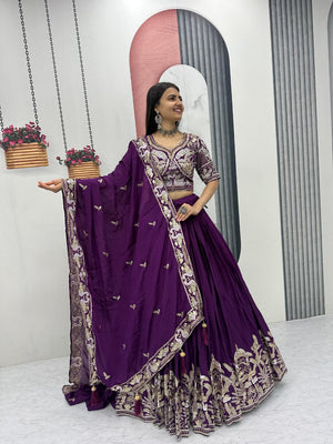 Wedding wear chinon lehenga choli set