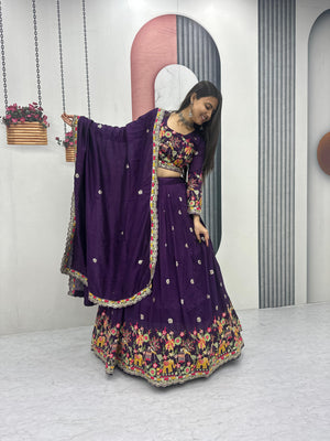Fully stitched purple lehenga choli online