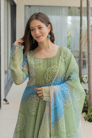 Ethnic Gown Set with Micro Cotton Inner – Close-Up