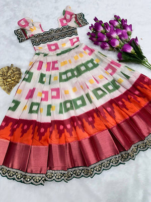 Stylish girls ethnic gown with digital pattern