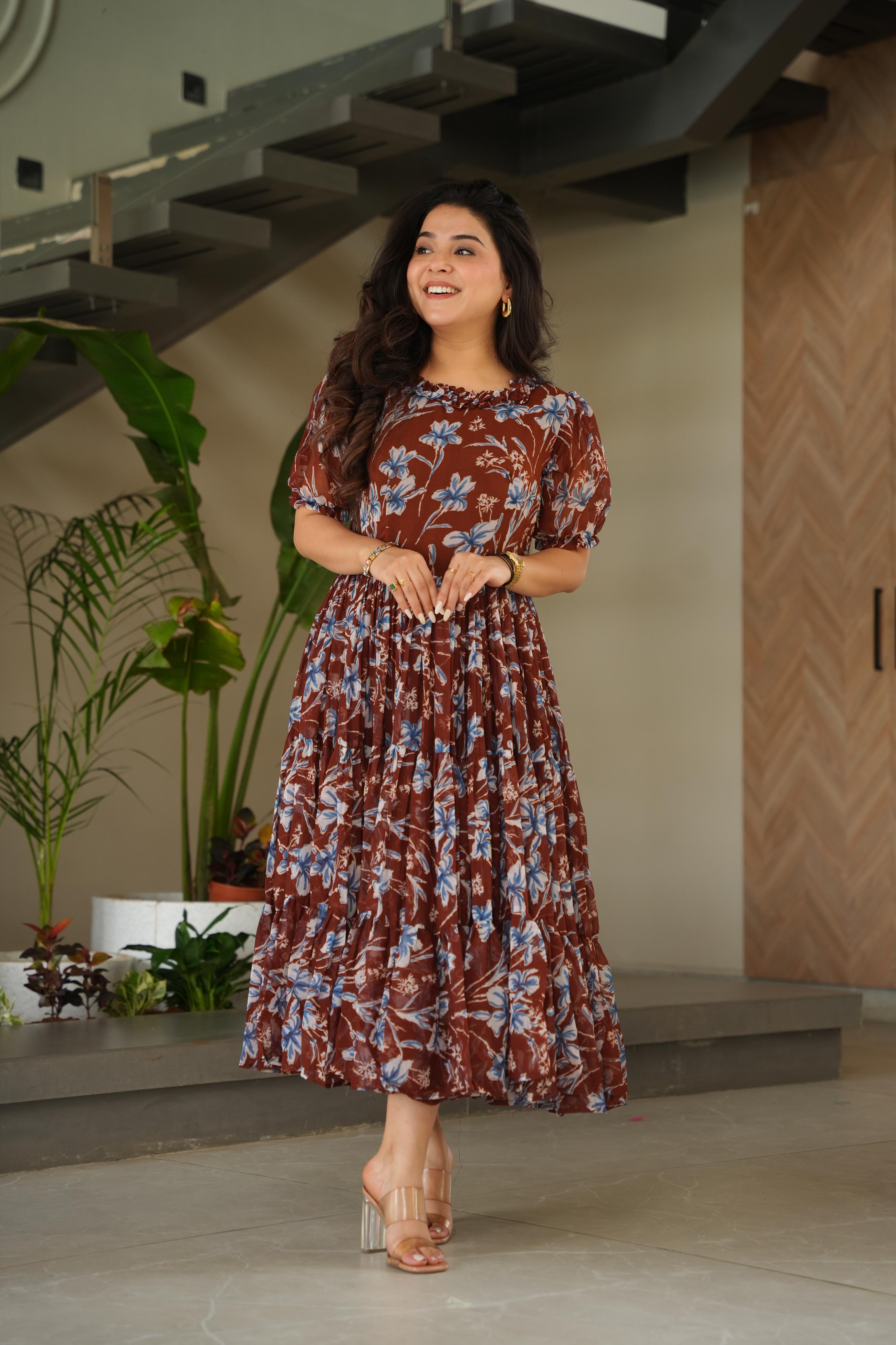 Printed gown for women