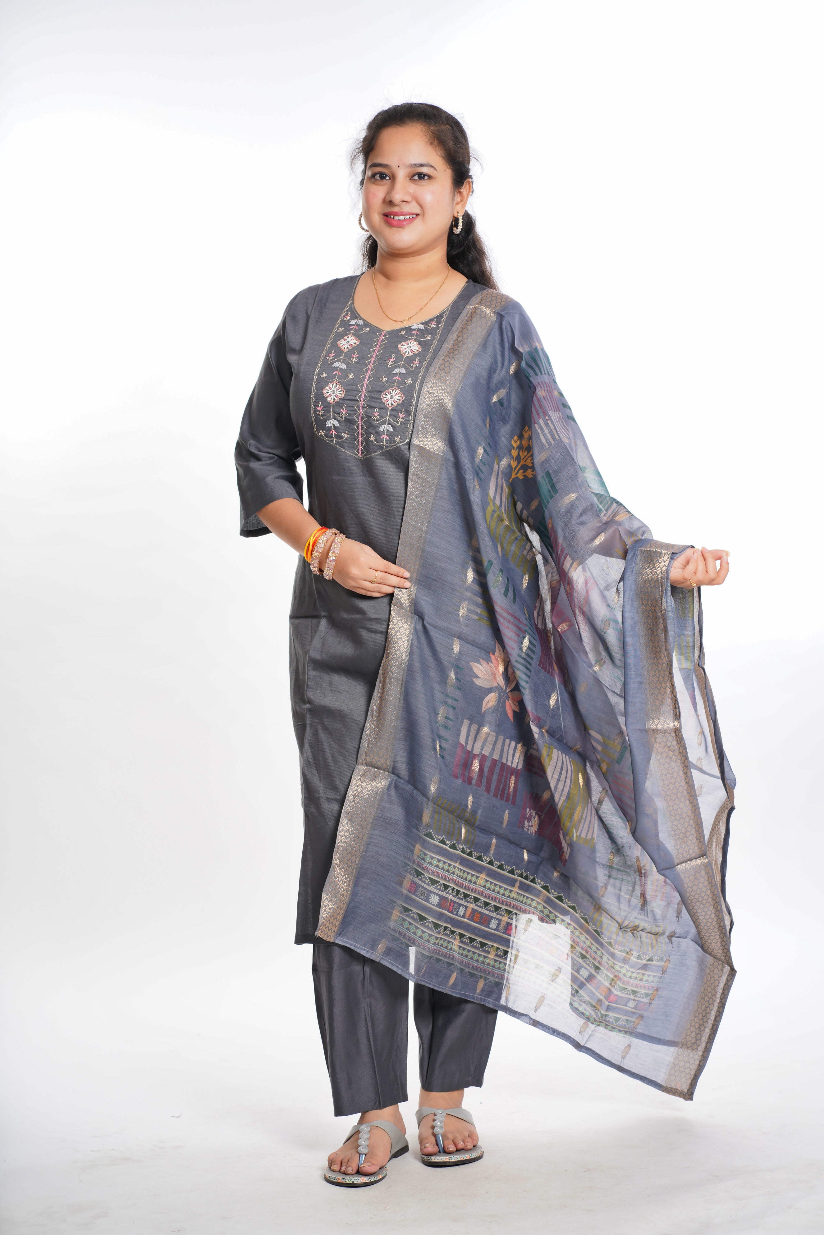 grey kurti set for women