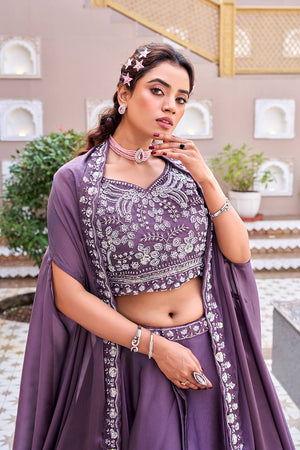 Elegant embroidered lehenga choli with moti beads and sequence work for bridal and party wear